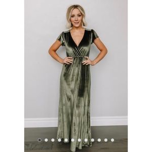 Baltic Born Liza Olive Velvet Maxi Dress